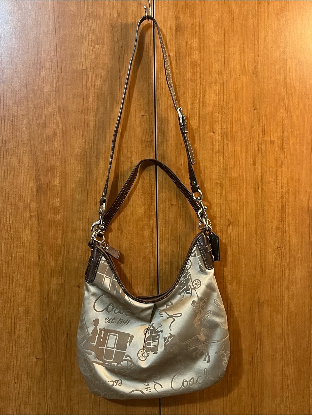 Coach Horse & Carriage Hobo Shoulder Cross Body Bag Tan Brown Vintage F14480 - Picture 7 of 9